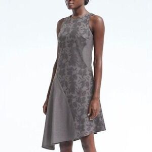Banana Republic Floral Print Asymmetrical Hem Midi Dress Gray Size 14